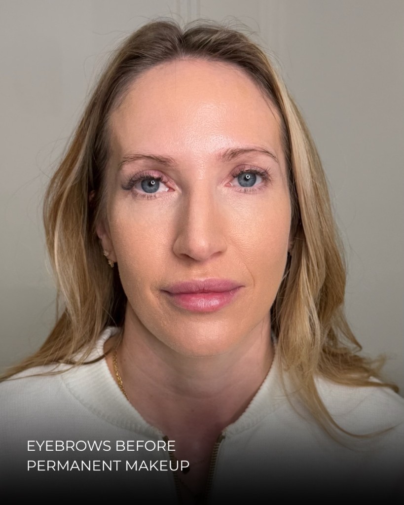 Eyebrows before permanent makeup — sparse natural brows